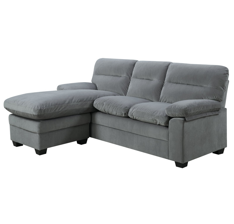 Upholstered 81 " Microfiber / Microsuede L-Shaped Sofa & Chaise, Dove