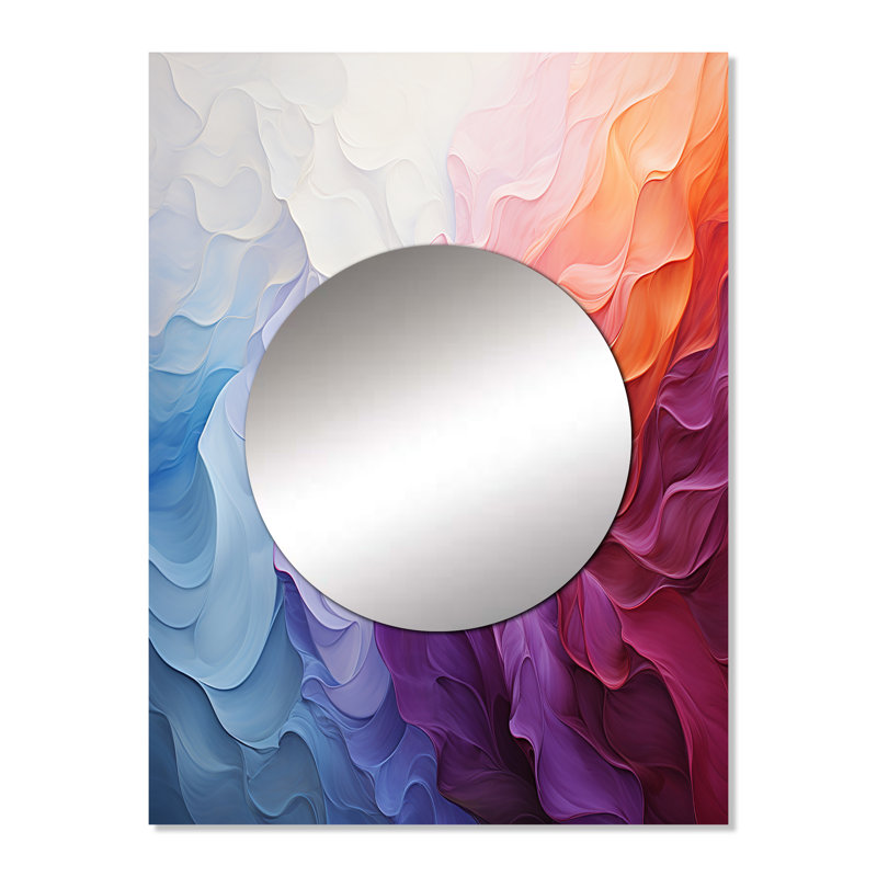 Quame coloré blanc arc-en-ciel spirale II - miroir mural décoratif arc-en-ciel, miroir traditionnel, impression d'art en métal
