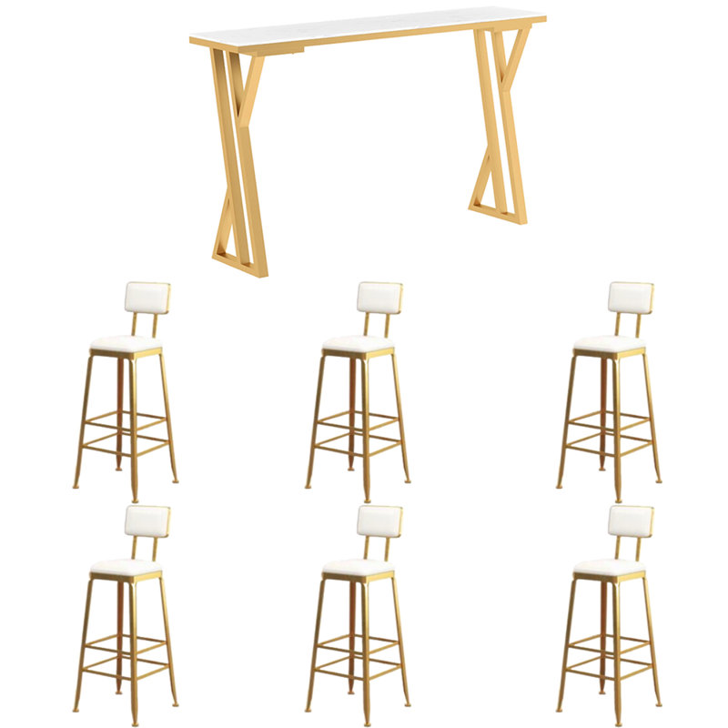 Edenfield, 7 pièces: table, 6 chaises, Blanc, Doré
