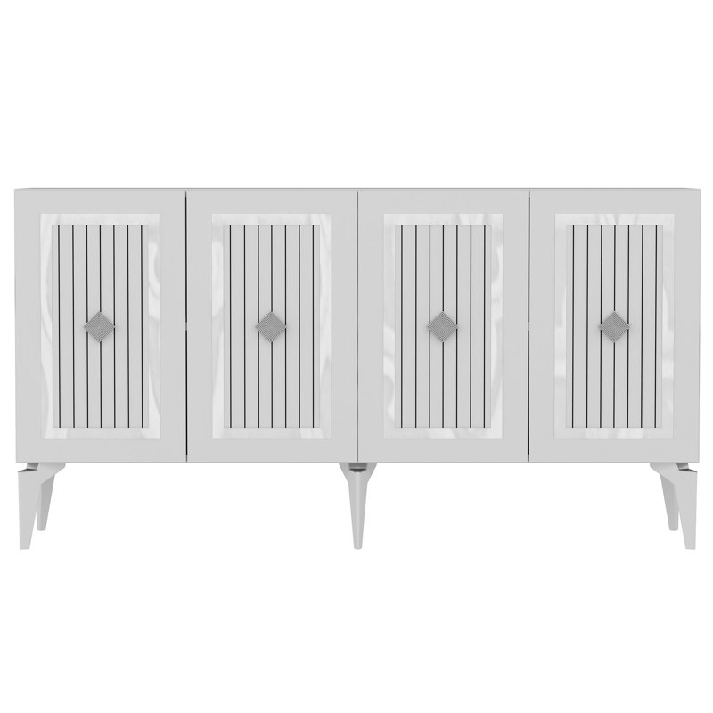 Olivia 79cm Sideboard, White/Silver