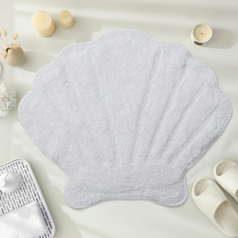 Marilyn Collection Seashell Bath Rug – 100% Cotton, Ultra Plush 2200 GSM, Reversible Bathroom Mat – 25" x 28", Machine Washable