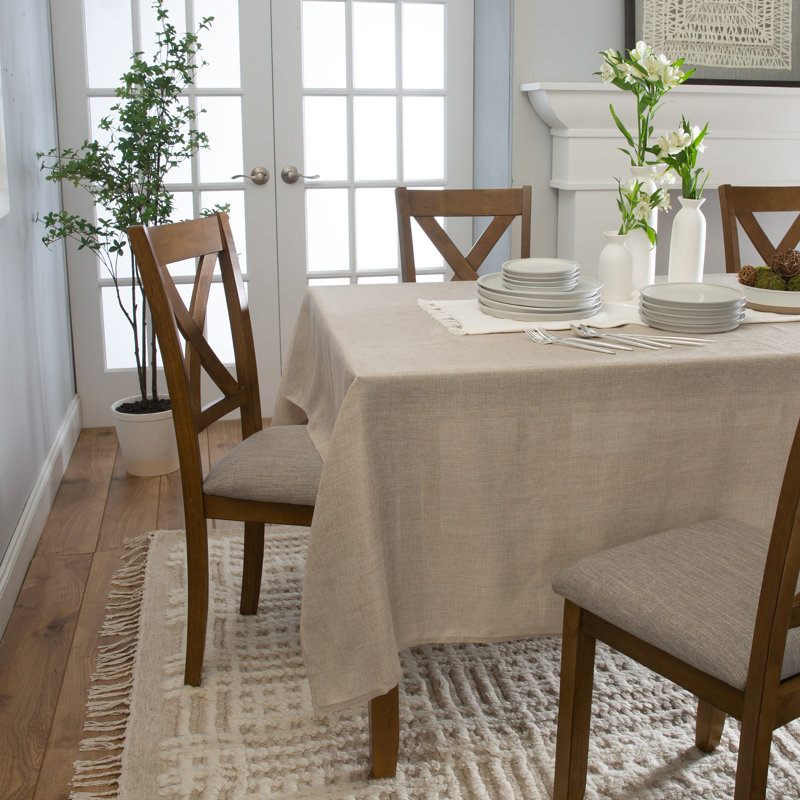 Tonyetta Rectangle Polyester Tablecloth, Linen, 70"x 144" Rectangle