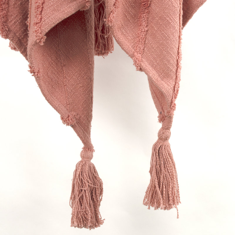  Jeté 100% coton tissé et texturé, Corail