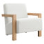 Fauteuil d'appoint Bryant en tissu bouclé ivoire avec structure en bois d'hévéa