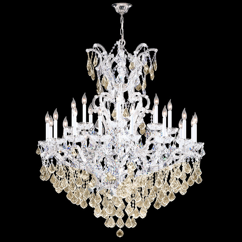 Maria Theresa Grand 25 - Light Chandelier, Silver, Golden Teak, Swarovski Strass