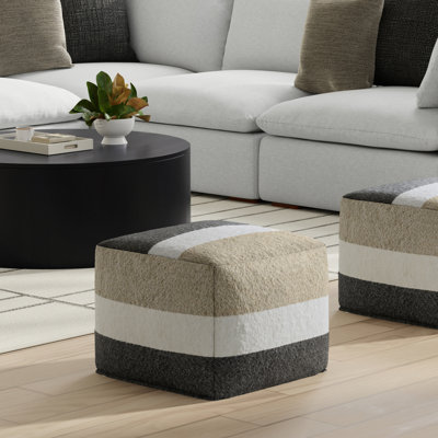 Claudette 18"W Boho Upholstered Acrylic Square Pouf by Simpli Home