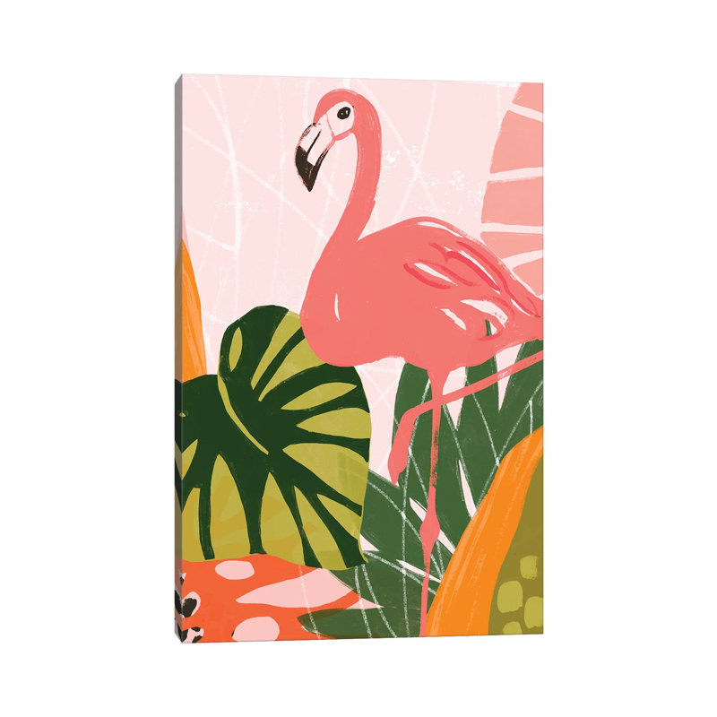 Jungle Flamingo I 1 Piece Wrapped Canvas Wall Art, 45.72cm H x 30.48cm W
