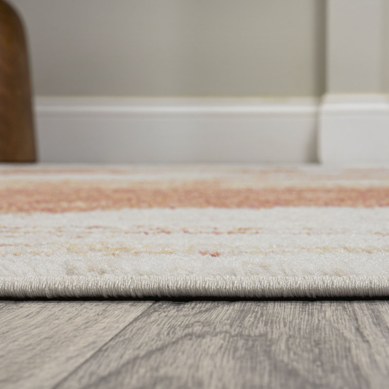 Clemencio Abstract Marbled Modern Orange/Cream Rug, Rectangle 5'3" x 8'