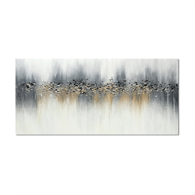 Gentle Grey Serenity - peinture abstraite encadrée, art mural, H 28 po x l 60 po
