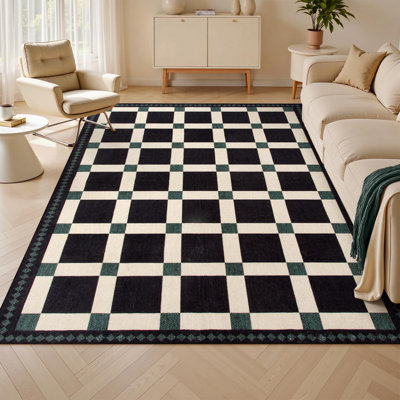 Tapis à carreaux lavable pour tapis de salle à manger Aera