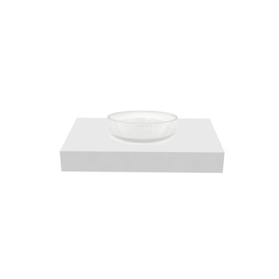 Cowrie 14" Round Decorative Crystal Vessel Sinks With 36" White Base