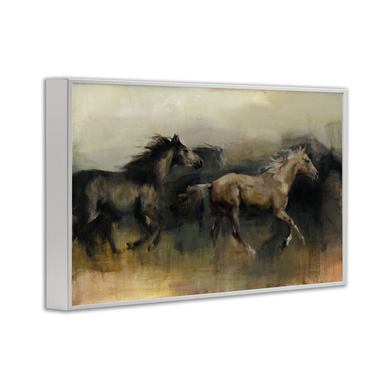 «The West Horses», art giclée encadrée par Marilyn Hageman, Estampe numérique encadrée blanc bord de mer, H 16 po x l 24 po