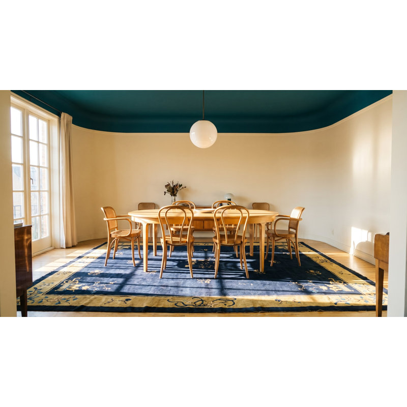 Antique Chinese Room Size Wool Blue Rug