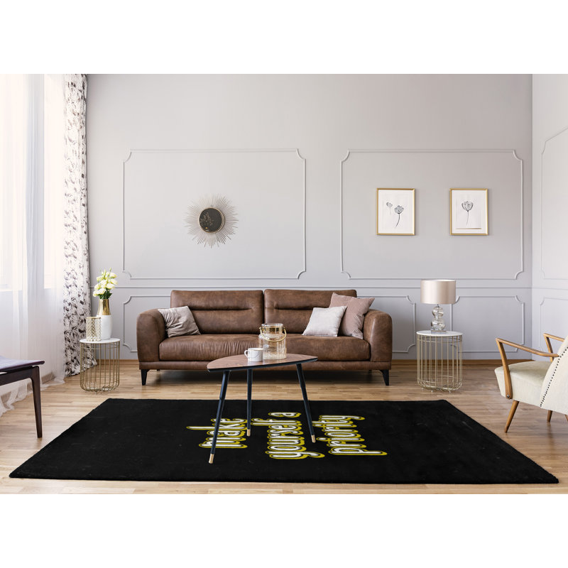 Tapis en poly-chenille style tableau noir style self love, Rectangle 5 pi x 7 pi