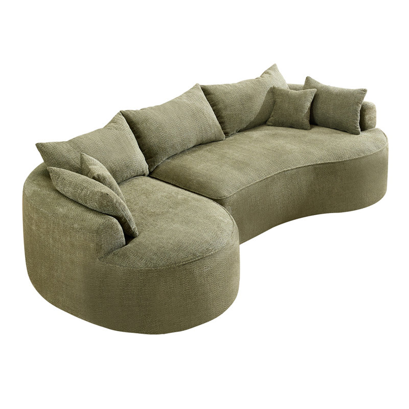 Le canapé de 124,5 pouces en tissu chenille, sans os, est livré avec 3 coussins de dossier et 4 coussins décoratifs. L'éponge à haute résilience offre une expérience confortable. Aucun assemblage