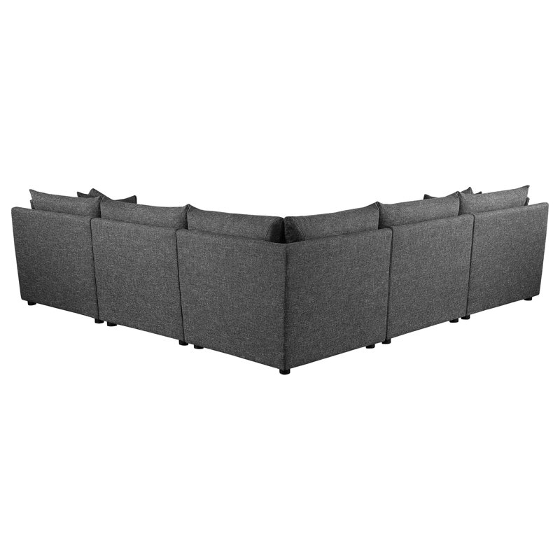 Canapé modulaire rembourré 5 pièces Gid Barely Black Gid, H 35 po x l 146,5 po x P 76,5 po