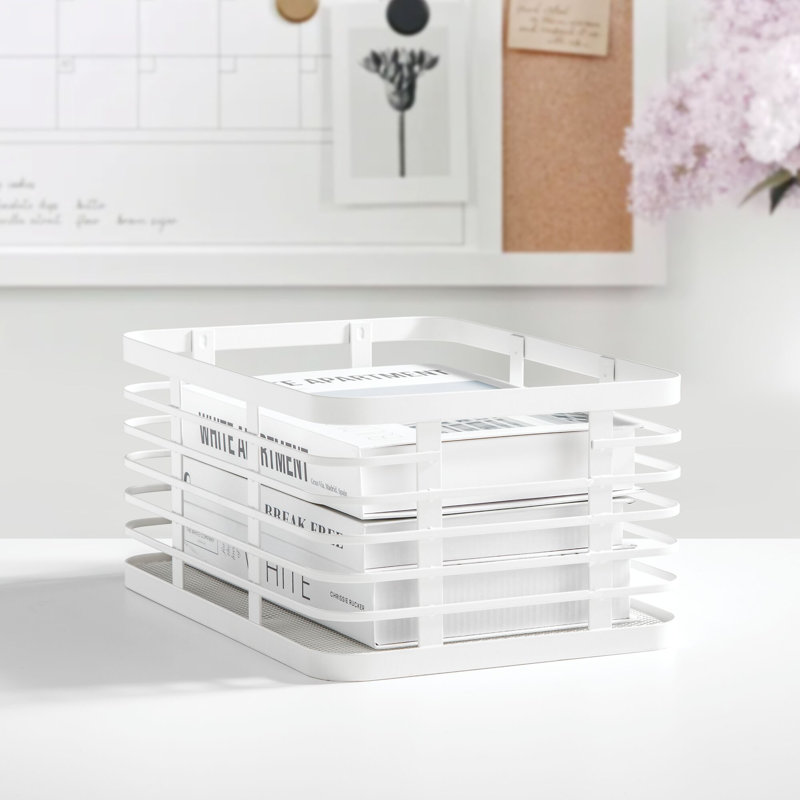 Metal Pantry Basket with Handles - Pantry Storage Baskets for Fruits and Vegetables - Set of 2, 54.9, White