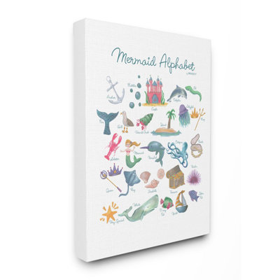 Algona Watercolor Mermaid Alphabet Kids Wall Décor