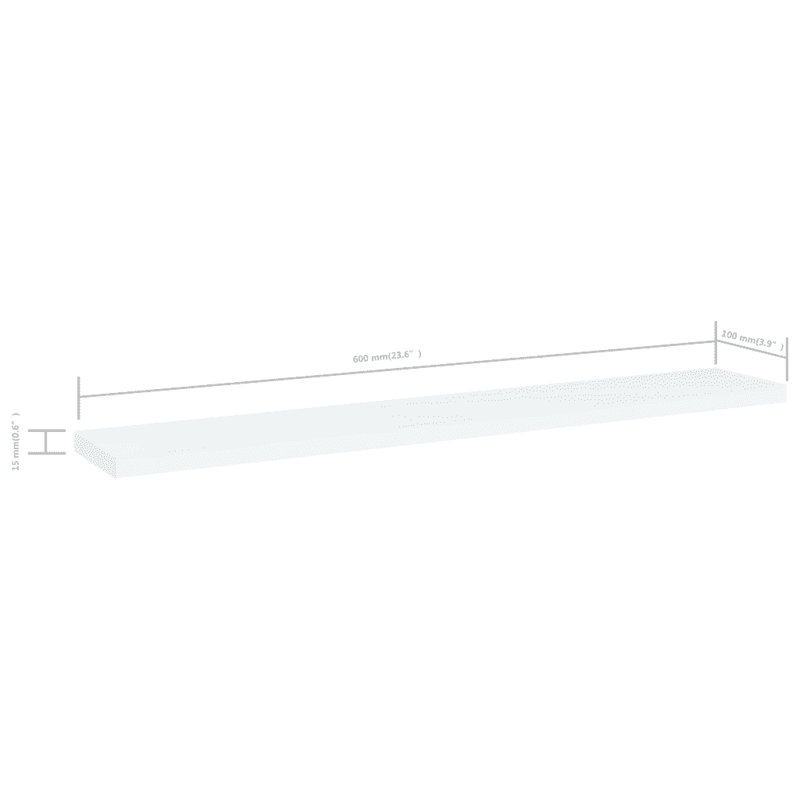 Adiy 4 Piece Wood Bracket Shelf, White, 1.5cm H x 60cm W x 10cm D