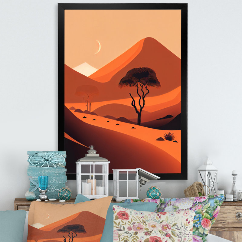 Arbre simple dans les montagnes en terre cuite V - impression, H 40 po x l 30 po x P 1,5 po