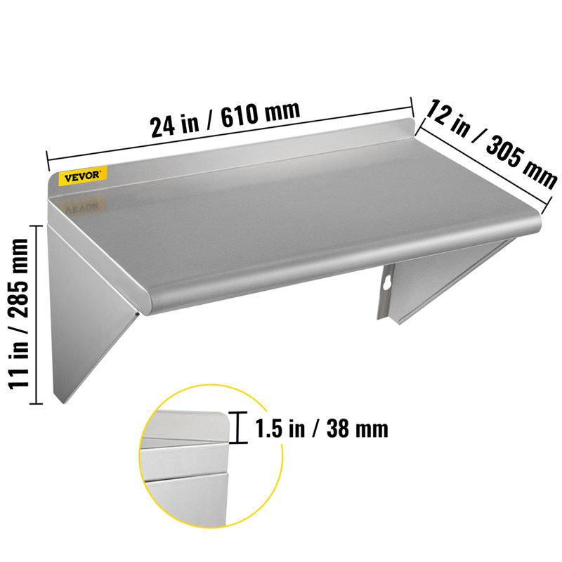 Metal Bracket Shelf, 11" H x 24" W x 12" D