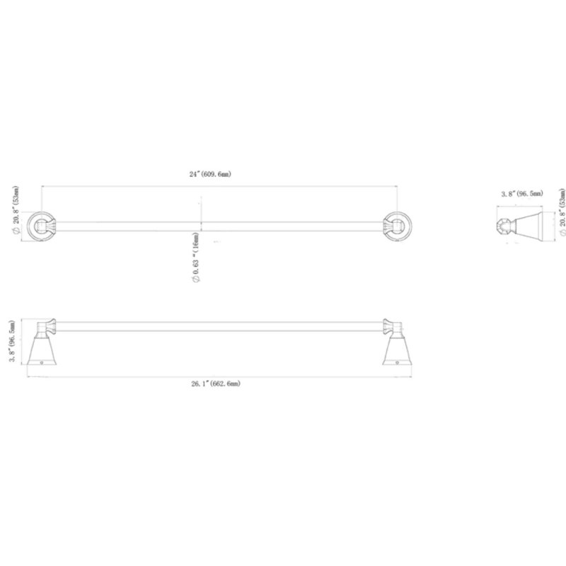 Porte-serviettes mural 24 po Z Collection, Chrome poli