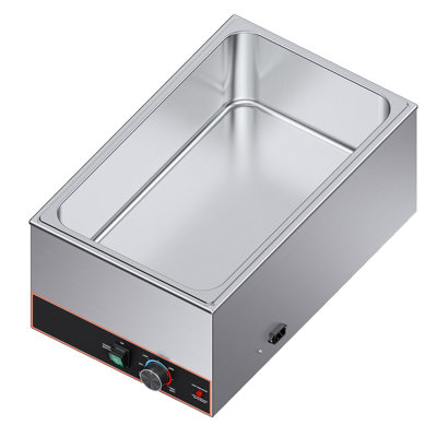 Commercial Food Warmer, 1500W Electric Stainless Steel Steam Food Warmer, Fast Heating Countertop Buffet Bain Marie with Power Cord & Divider Strip, for Catering, Restaurants, Parties, Buffets