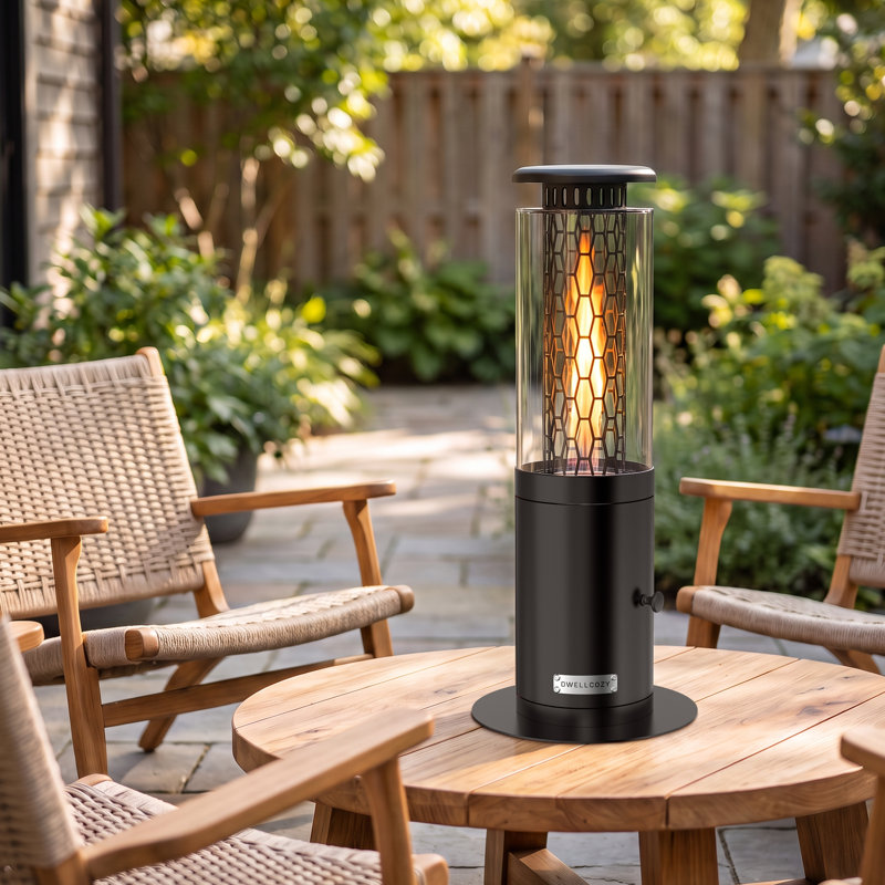 Chauffe-terrasse d'extérieur à granules de bois, chauffe-terrasse sur pied et sur table, Black