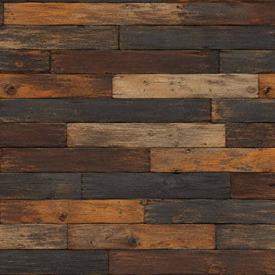 Removable Peel and Stick Wallpaper Roll Wood Distressed Wood Look Faux Wood Panels Distressed Paint 23.6"W x 118"H