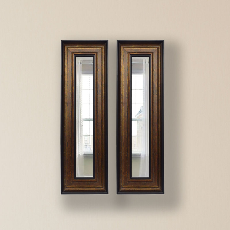 Ensemble de 2 miroirs contemporains modernes en panneaux 2 pièces Kincannon, H 24,75 po x l 12,75 po