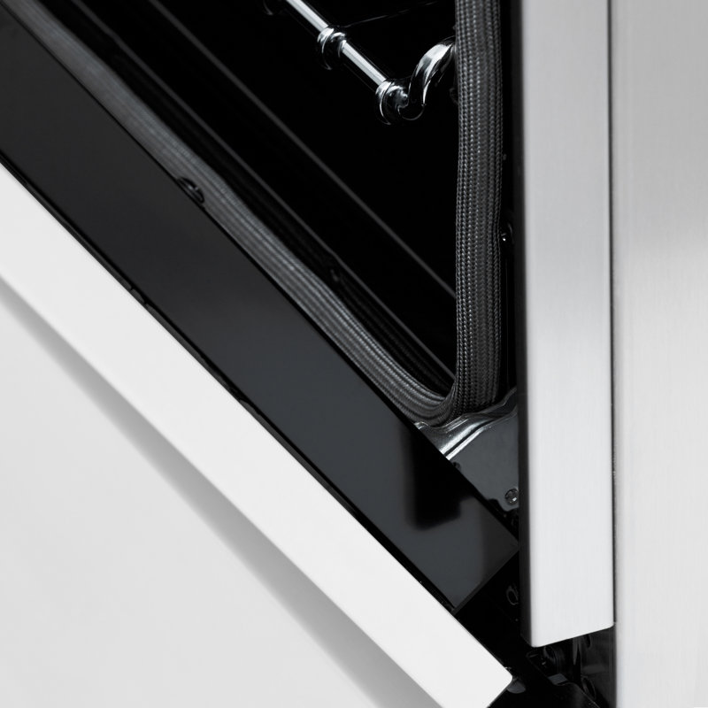 ZLINE 36" White Matte Dual Fuel Range with Champagne Bronze Accents