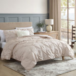 Swift Home Pintuck 3-Piece Microfiber Comforter Set - Solid Colors and Striped Designs - All-Seasonal, Durable, Easy Care
