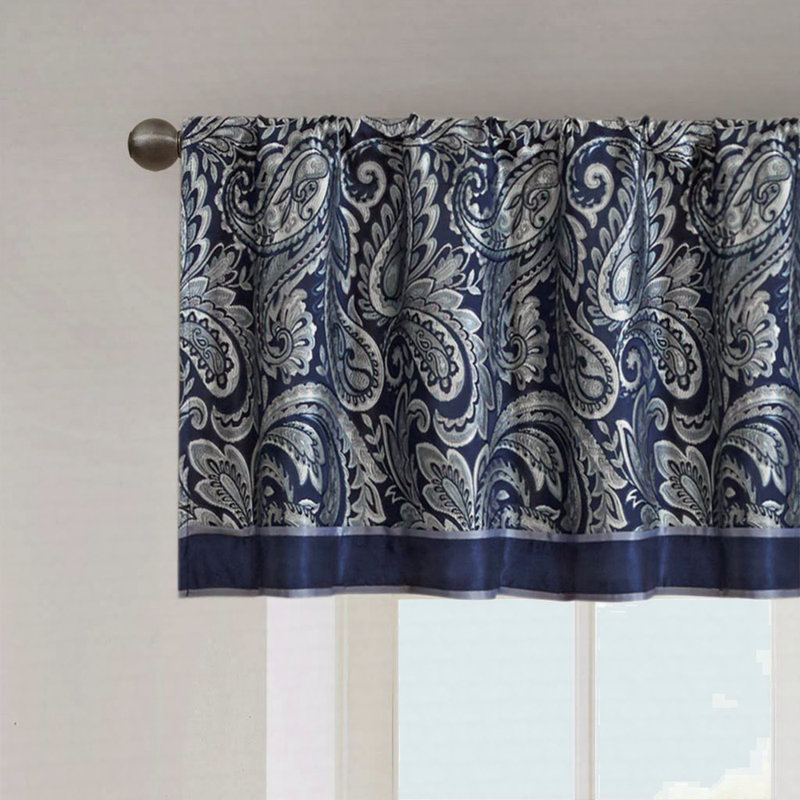 Jacquard Window Valance Navy 50X18"