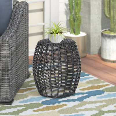 Joao 16" W Round Outdoor Side Table with Steel Inner Frame