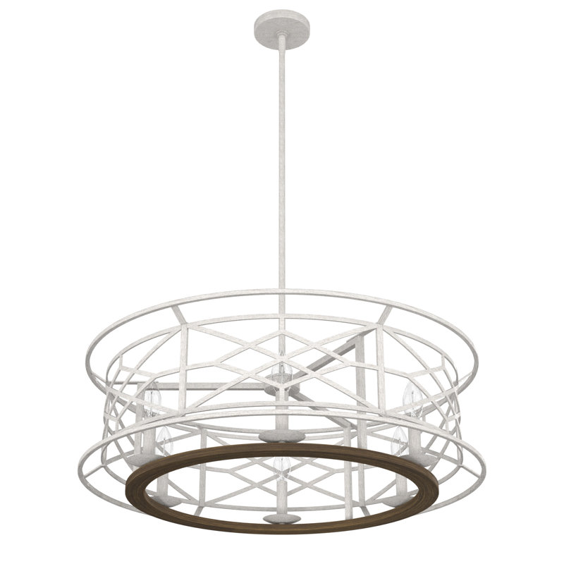 Hunter Langwood 6 Light Chandelier Ceiling Light Fixture, Distressed White