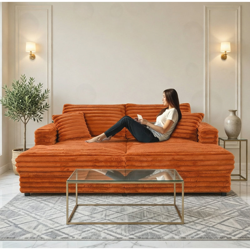 Chaise longue avec causeuse et causeuse, Orange