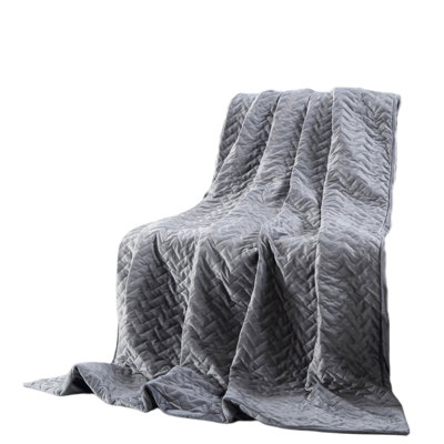 Couverture pour lit simple en polyester matelassé gris