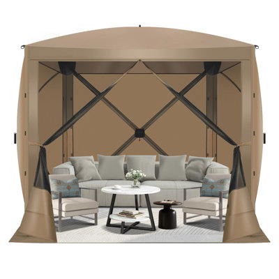 6x6FT Camping Gazebo Screen Tent,  Sided Pop-up Canopy Shelter with Mesh Windows