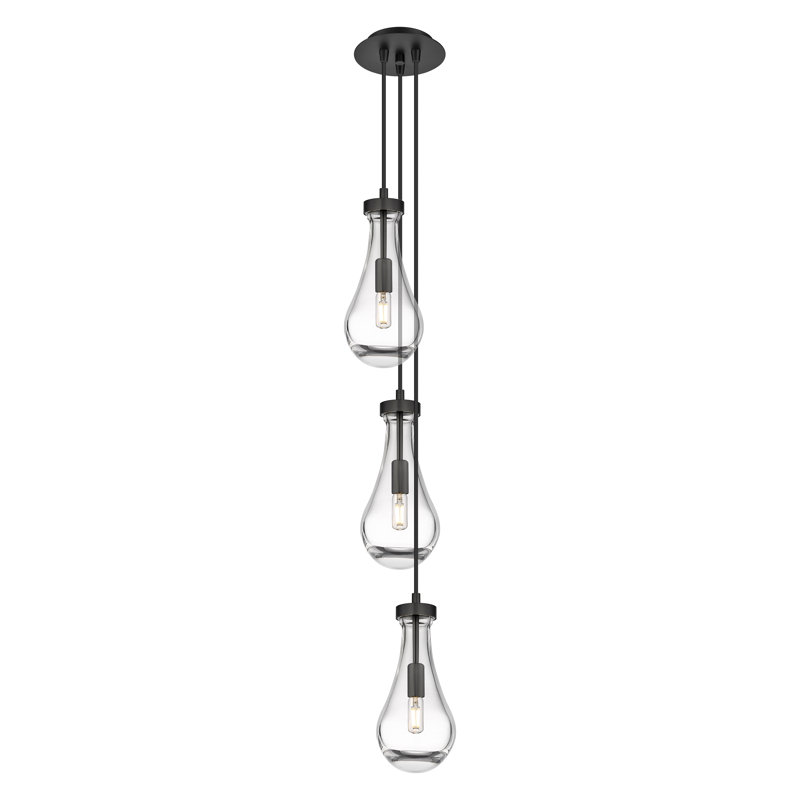 Schroder 3 - Light Cluster Bulb Pendant, Clear, Matte Black