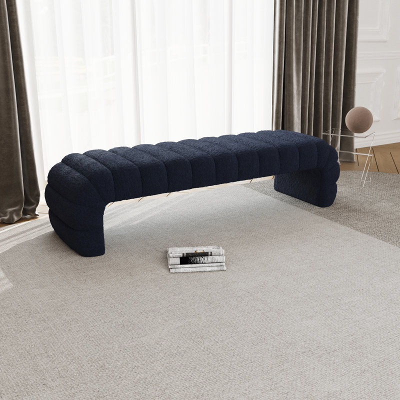 Banc en chenille capitonné Modern, Marine