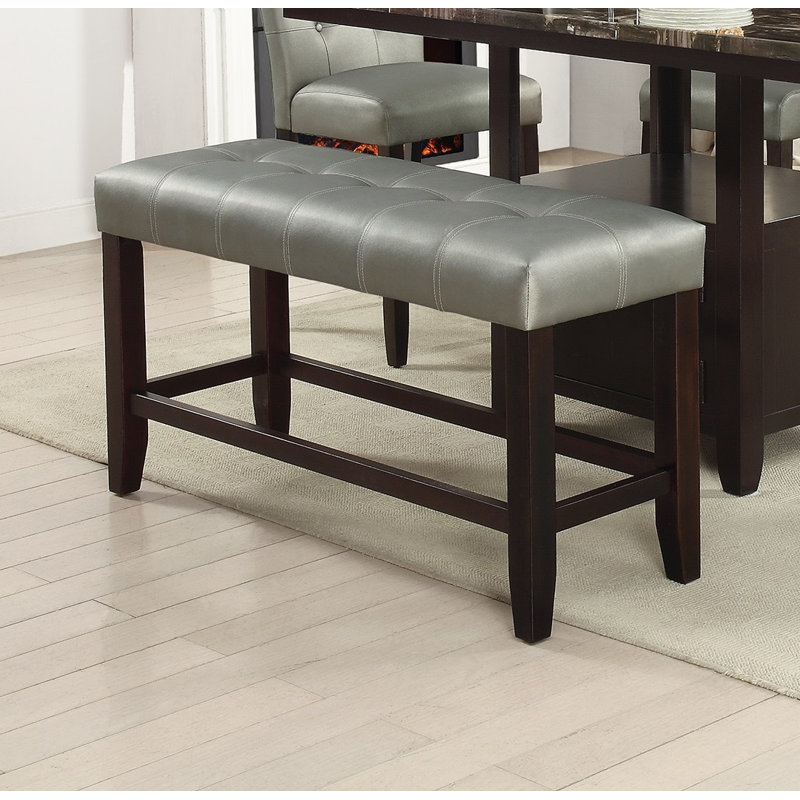 Banc rembourré en similicuir Corby, Argent