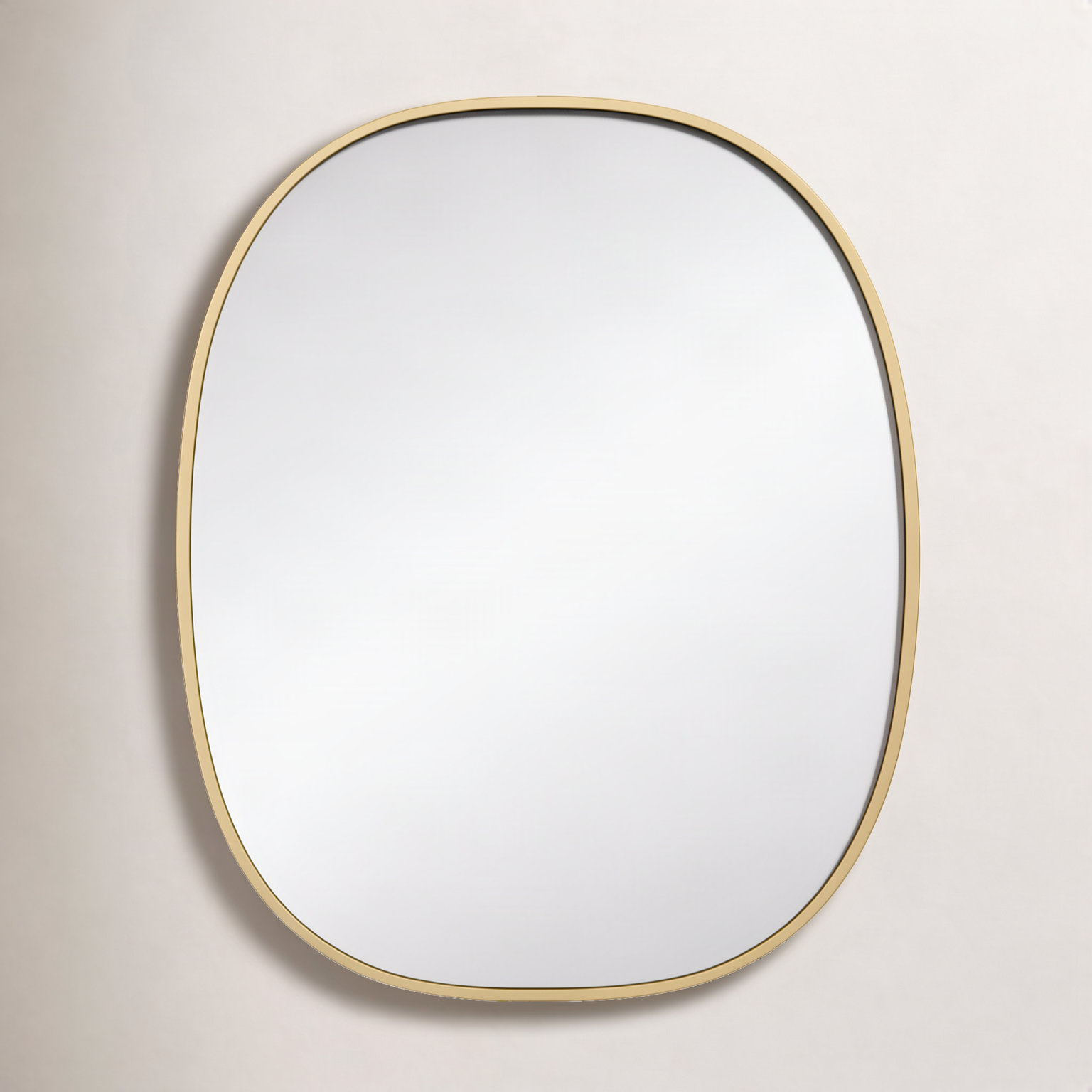 Sabine Metal Curved Oval Wall Mirror, 36" x 30", Brass