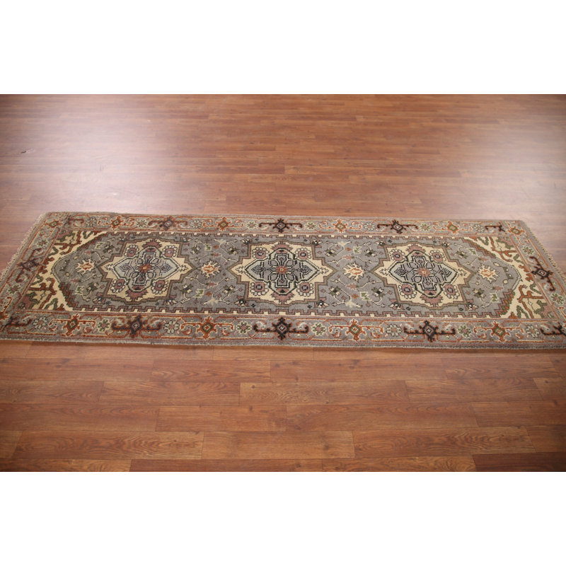Tapis de couloir oriental gris et gris 2x8