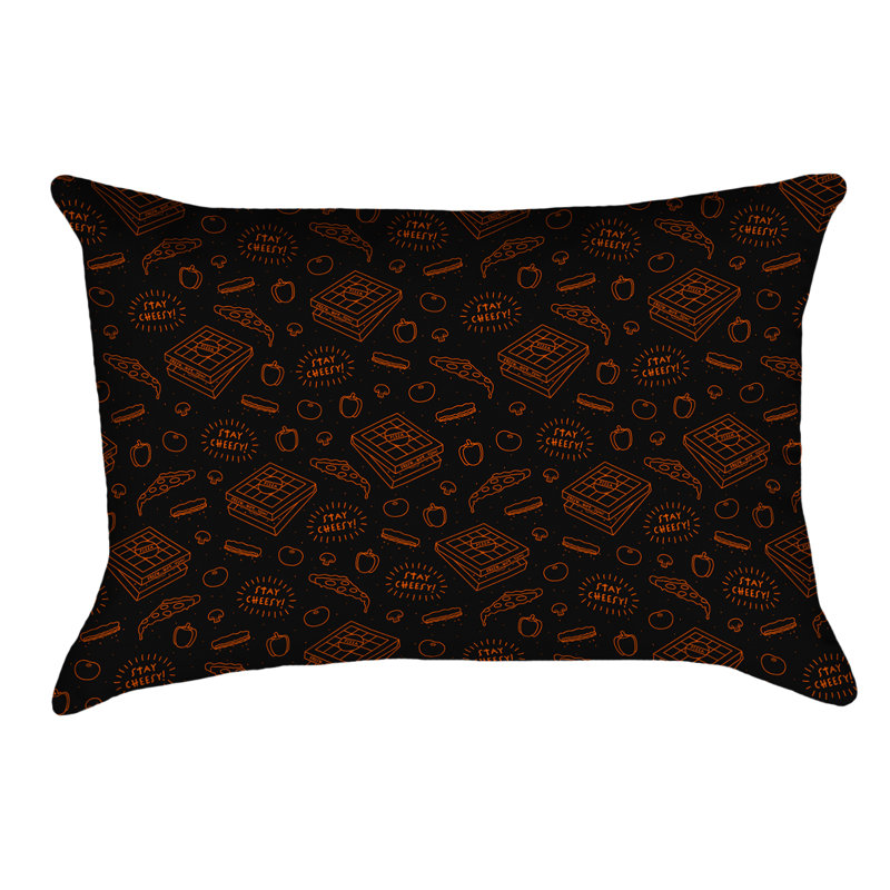 Coussin Katelyn Elizabeth, Polyester sergé, Noir / orange