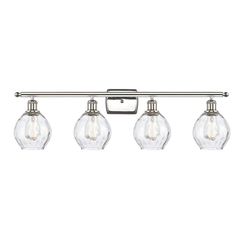 Éclairage pour salle de bain 4 lumières Pomeroy, Transparent, Nickel poli, Ampoule non incluse