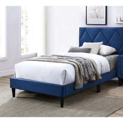 Lit simple en velours bleu marine, tête de lit réglable, cadre de lit contemporain, lit, style, tête de lit