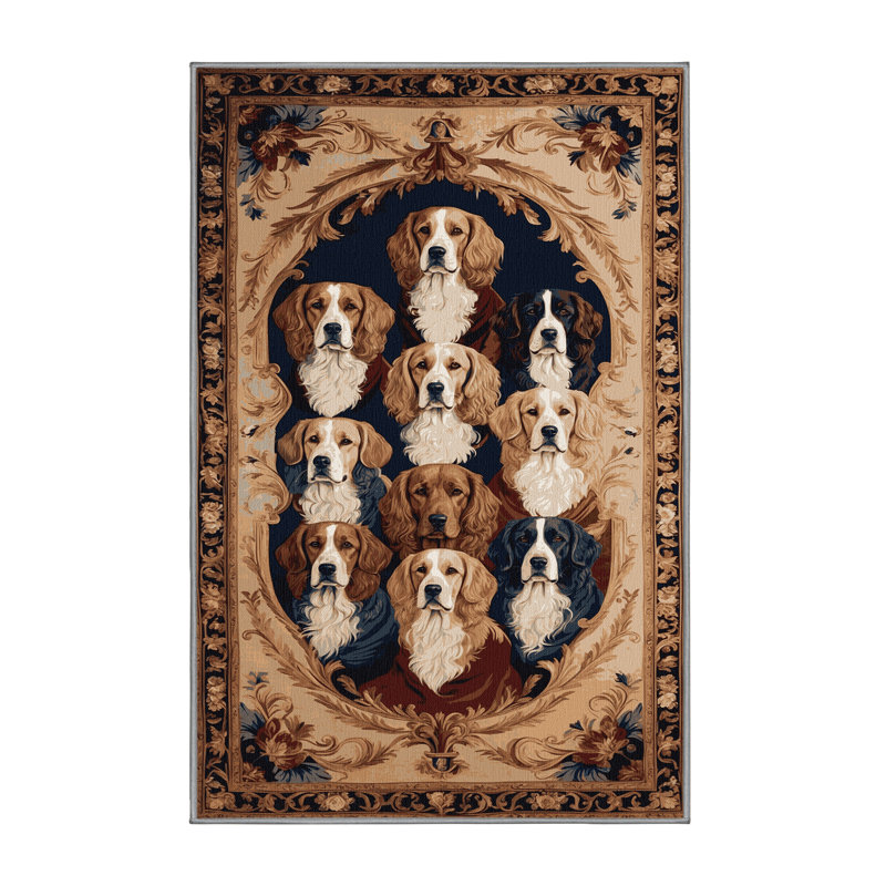 Tapis brun français lavable à la machine, Rectangle 5 pi x 8 pi