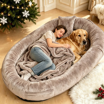 71" Extra Large Human Dog Bed For People Adults With Blanket And Pillow