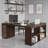 Nut-brown L-Shaped Solid Wood Executive Desk with drawers desk-765289135-765289131