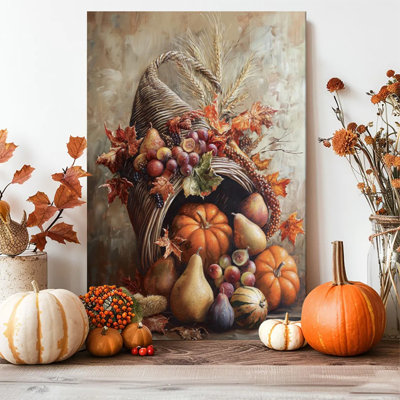 1pc, impression sur toile encadrée, Halloween, automne, corne d'abondance, art, impression sur toile, peinture pour salon, chambre, bureau, salle de bain, dortoir, prêt à accrocher